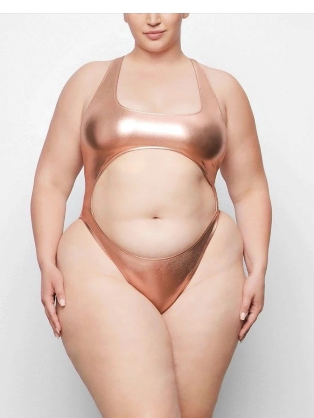 Skims Metallic Swim Cut Out Monokini One-Piece Swimsuit